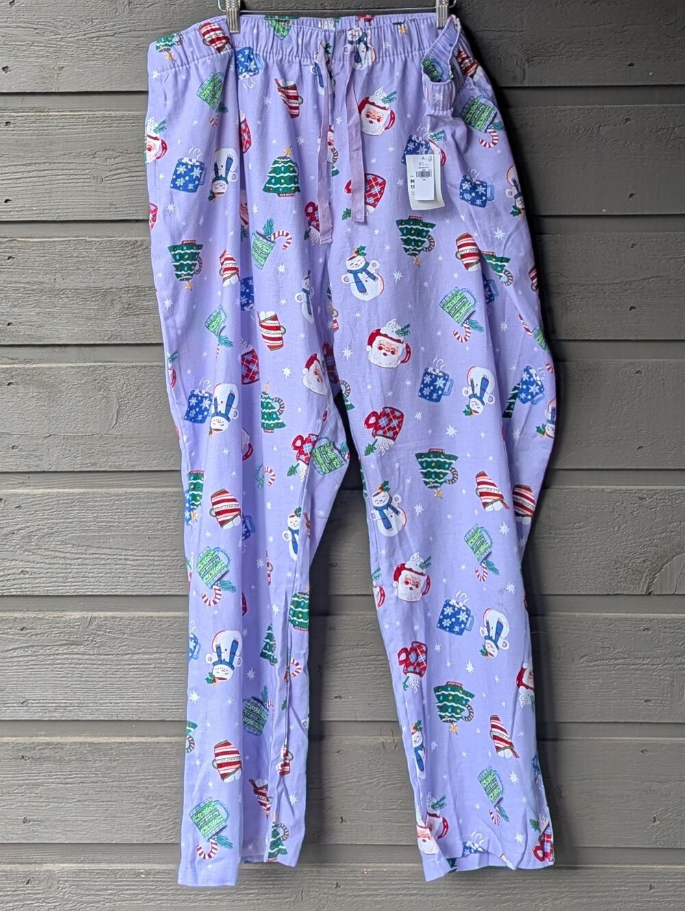 NWT Old Navy Match the Fam! Cocoa Mugs Purple Flannel Pants XXL 100% Cotton